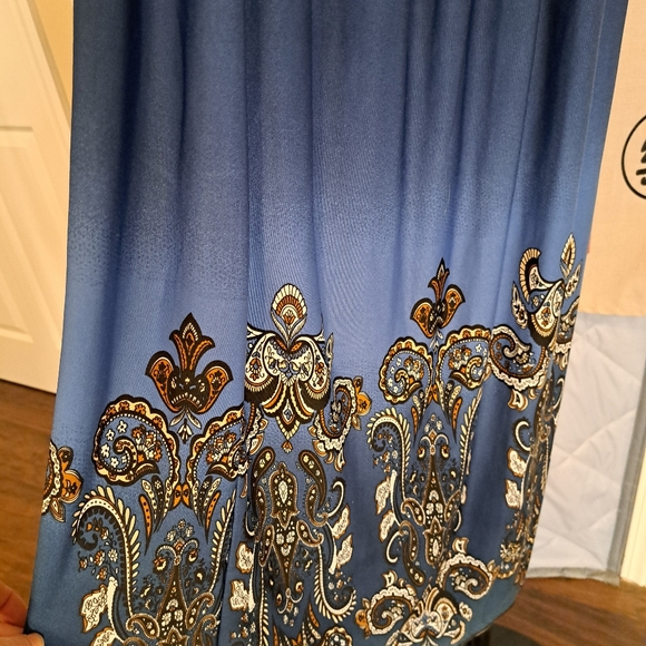 Blue Medium Strapless Maxi Dress Stretchy Paisley Bohemian - Picture 3 of 10